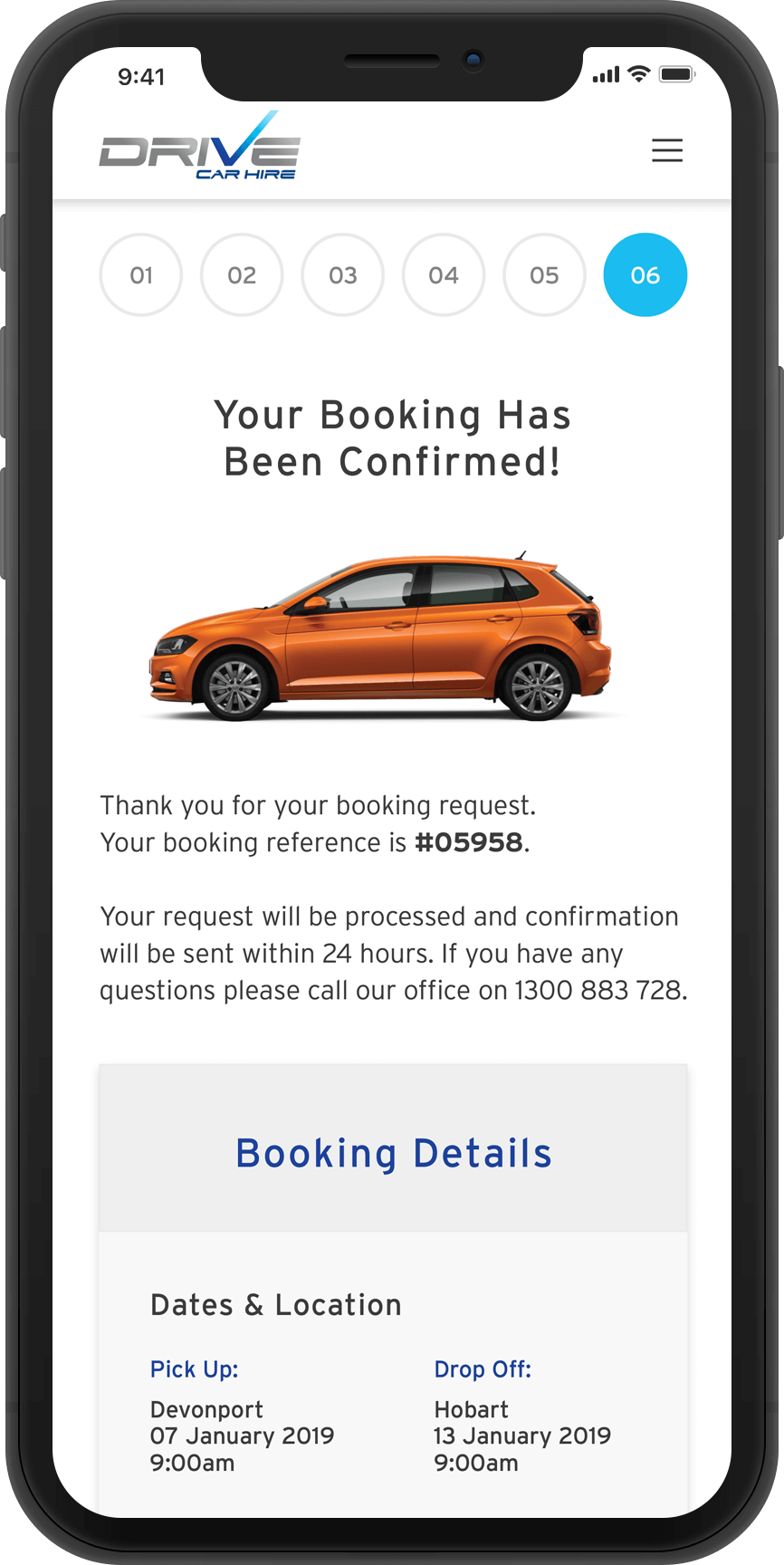 Mobile customer details screen